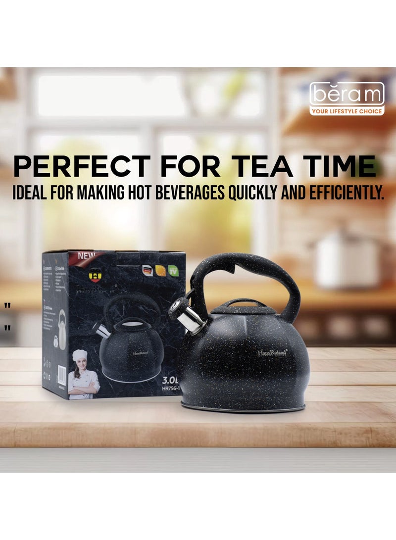 Beram Whistling Kettle, Stovetop Tea Kettle, Stainless Teapot, 3 Liters with Dotted Grain Design, Fast Boiling, Perfect for Homes, Picnics, and Parties  - Image 4