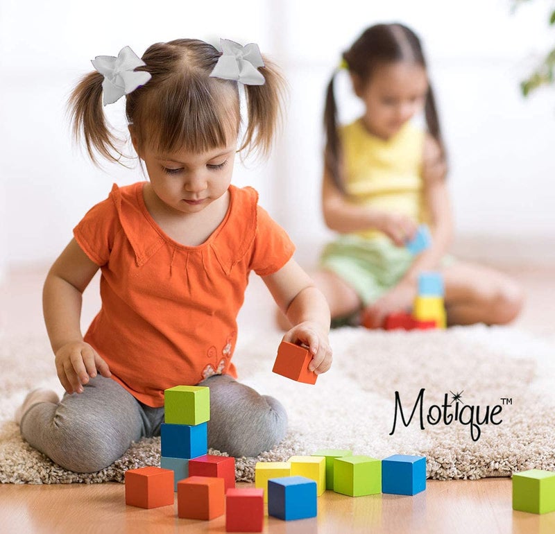 Motique Accessories 3 Inch Grosgrain Bow for Little Girls- Set of 2 (White) - Image 2