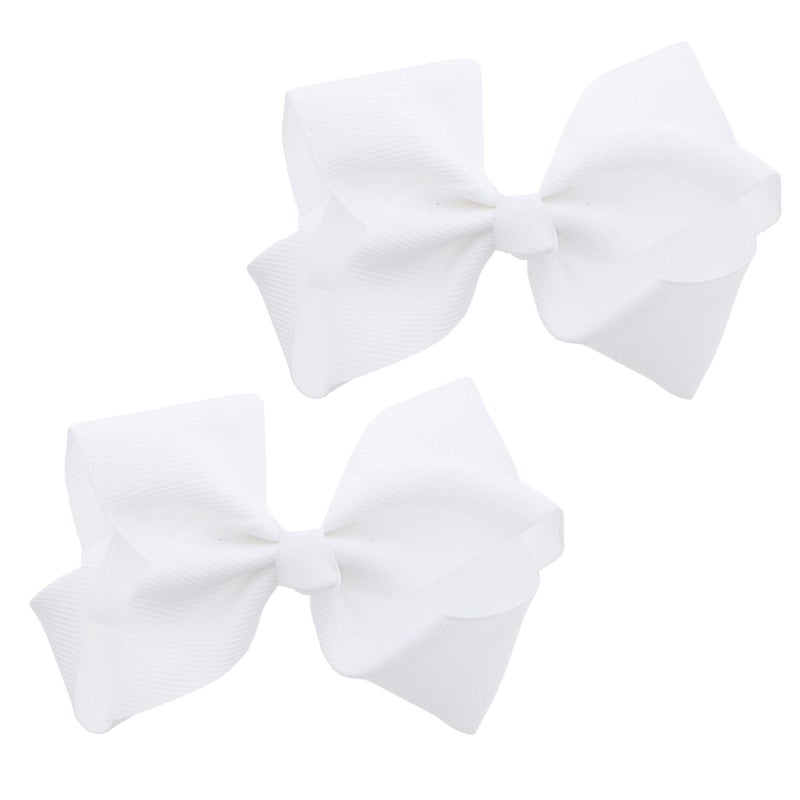 Motique Accessories 3 Inch Grosgrain Bow for Little Girls- Set of 2 (White) - Image 1
