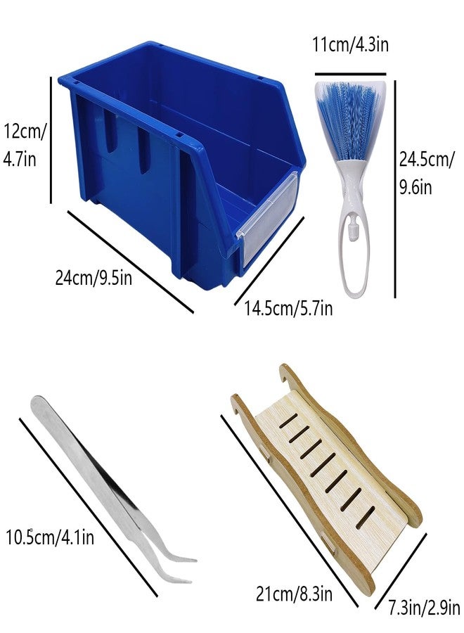 Hamiledyi Reptile Digging Box Plastic Leopard Gecko Burrowing Habitat Hide Box with Wooden Ladder Compatible with Terrariums Tailored for Juvenile Bearded Dragons and Snake in Compact Setups (Blue) - Image 4