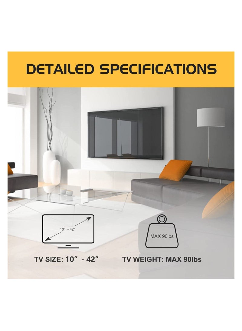 Fixed TV Wall Mount Bracket for Most 10-42 Inch TVs,Low Profile Design Flat Screen LED LCD TVs Mount Bracket with Loading 90 lbs & Max VESA 200x200mm - Image 4