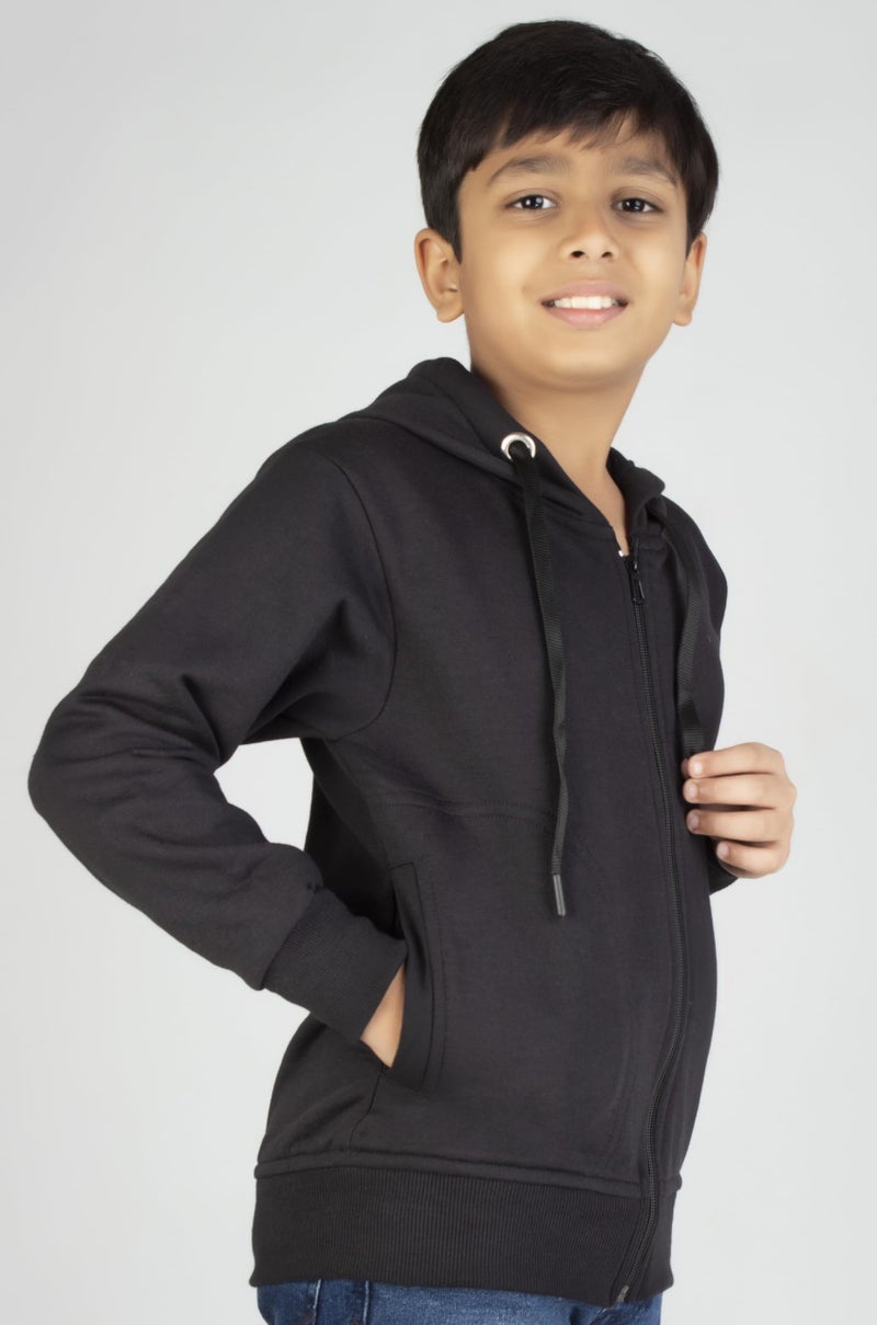ADBUCKS New Unisex Kids Boys & Girls Regular Hooded Neck Zip Hoodies Sweatshirt Made by Rich Cotton Full Sleeves Jacket (Black, 9-10 Years) - Image 3