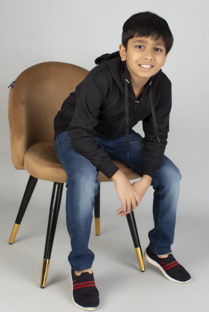 ADBUCKS New Unisex Kids Boys & Girls Regular Hooded Neck Zip Hoodies Sweatshirt Made by Rich Cotton Full Sleeves Jacket (Black, 9-10 Years) - Image 5