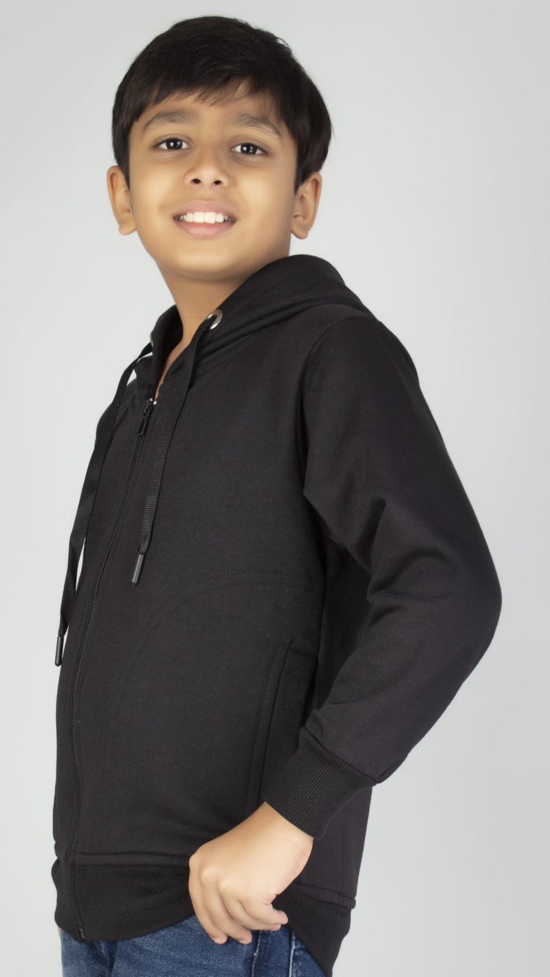 ADBUCKS New Unisex Kids Boys & Girls Regular Hooded Neck Zip Hoodies Sweatshirt Made by Rich Cotton Full Sleeves Jacket (Black, 9-10 Years) - Image 2