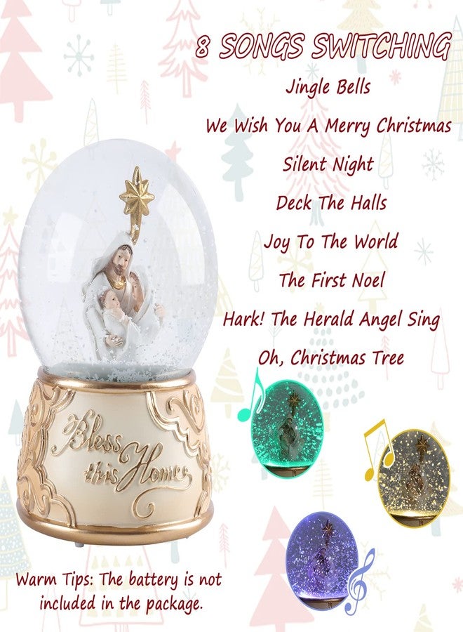 Taman Christmas Snow Globe, Nativity Musical Color Change Lighted Tabletop for Christmas Decorations Home Décor Kids' Gift Without Auto Snow-Blowing - Image 3