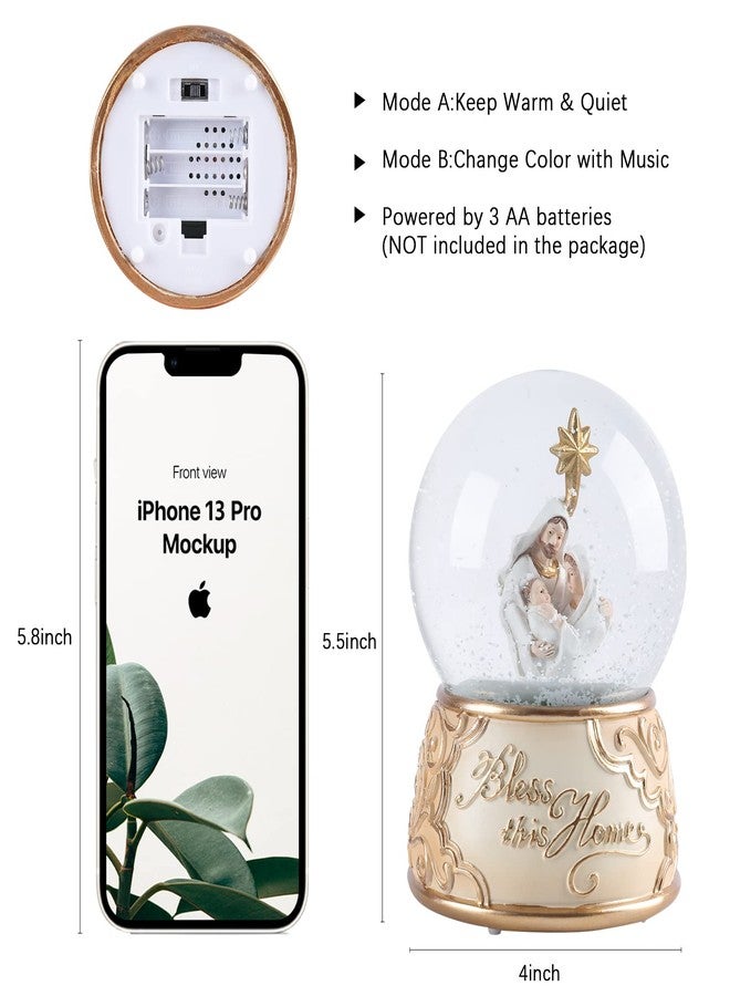 Taman Christmas Snow Globe, Nativity Musical Color Change Lighted Tabletop for Christmas Decorations Home Décor Kids' Gift Without Auto Snow-Blowing - Image 4