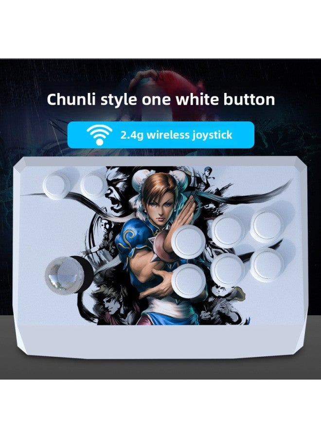 Wireless Arcade Rocker Computer Mobile Phone Tablet Fighting Three And Rocker Boxing Emperor 97 Home Game Console-Product Color:Chunli-White on - Image 1