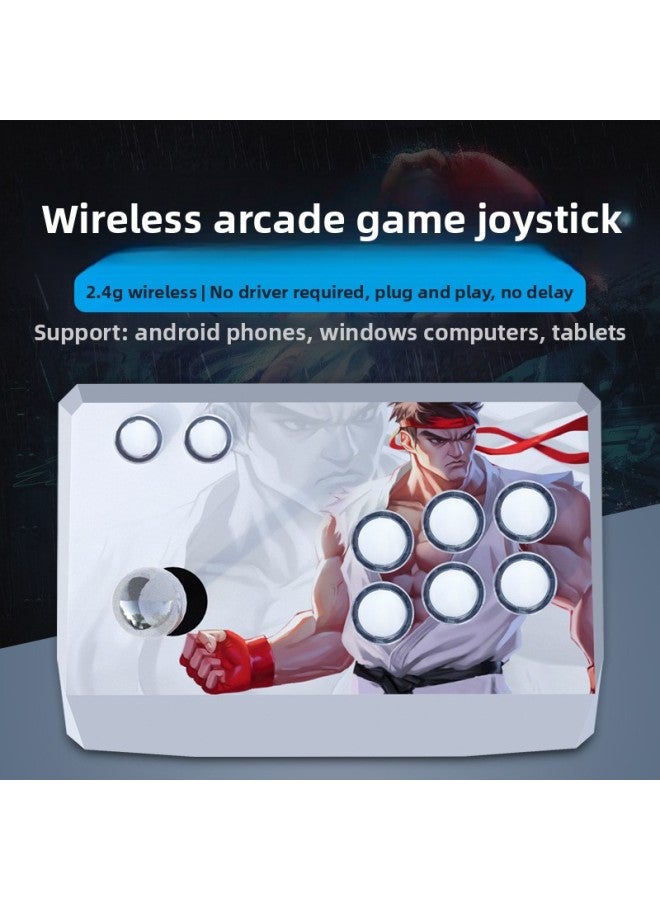 Wireless Arcade Rocker Computer Mobile Phone Tablet Fighting Three And Rocker Boxing Emperor 97 Home Game Console-Product Color:Chunli-White on - Image 3