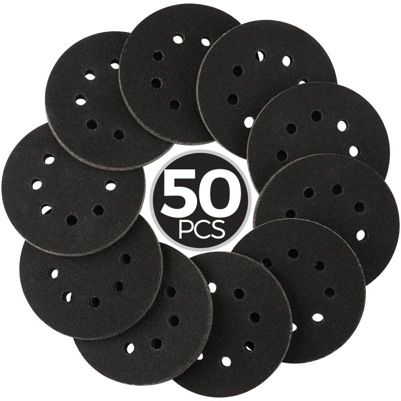 POTUINOM 50PCS 5 inch Wet Dry Sanding Discs 1000/1200/2000/3000/5000 Grit, Silicon Carbide Orbital Sander Hook and Loop Sandpaper, Best for Metal, Automotive Sanding - Image 1
