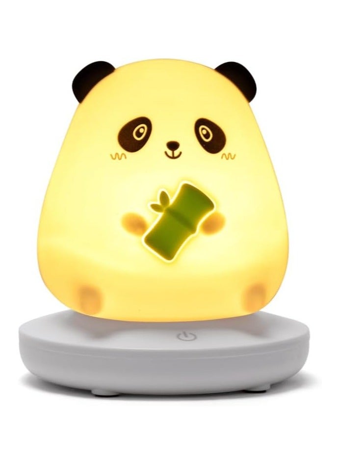WISHWIND Adorable Panda Night Light – Soft Silicone LED Night Light with Touch Sensor, Portable Animal Bedside Lamp for Kids' Room & Desk Decor, Perfect Nighttime Companion - Image 1
