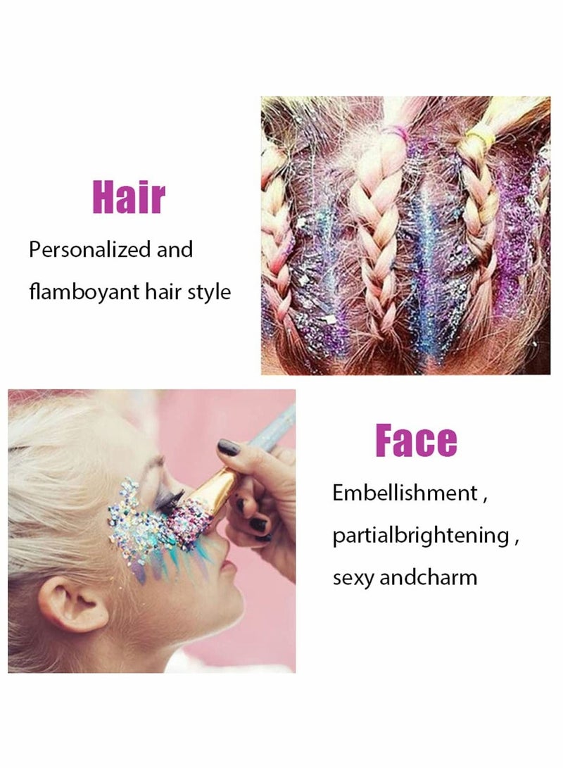SYOSI 2pcs Body Glitter Mermaid Sequins Liquid Holographic Gel Chunky Face Eye Lip Hair Nail Festival Makeup Sparkling for Women White Gold - Image 4