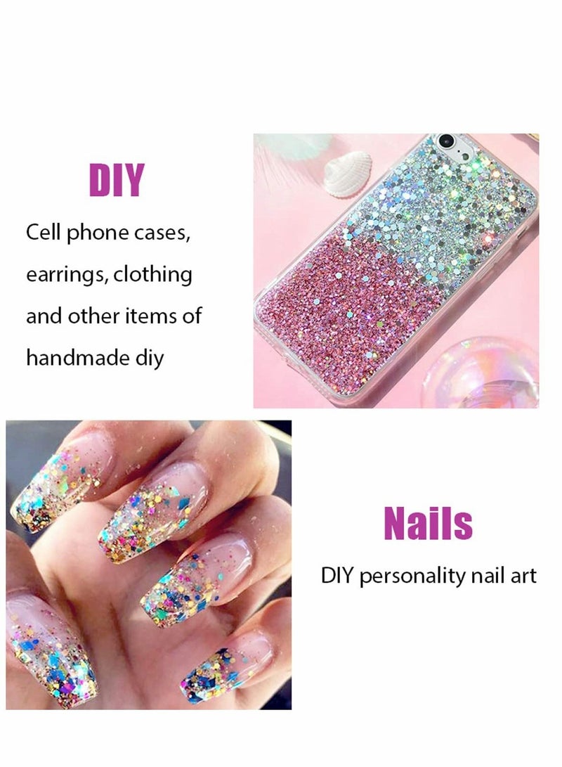 SYOSI 2pcs Body Glitter Mermaid Sequins Liquid Holographic Gel Chunky Face Eye Lip Hair Nail Festival Makeup Sparkling for Women White Gold - Image 2