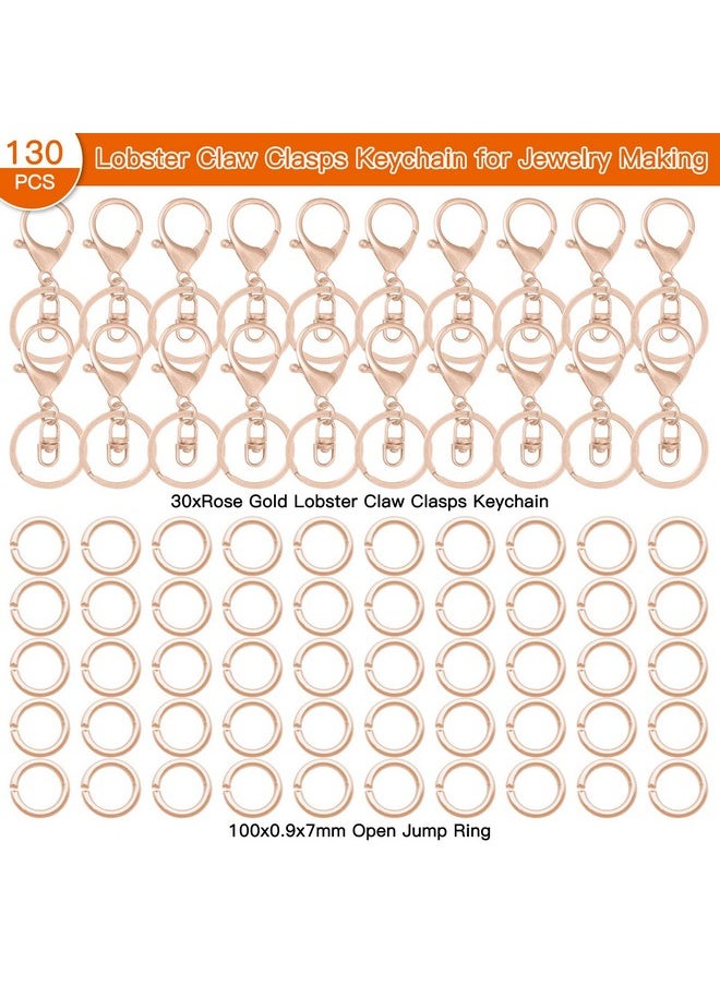 Oubaka - 30Pcs Lobster Claw Clasps Keychain For Jewelry Making Lobster Clasp Swivel Trigger Clips With Swivel Clasps Hook Clips Flat Split Keychain Ring 100Pcs Open Jump Ring For Diy Craft Jewelry Making - Image 1