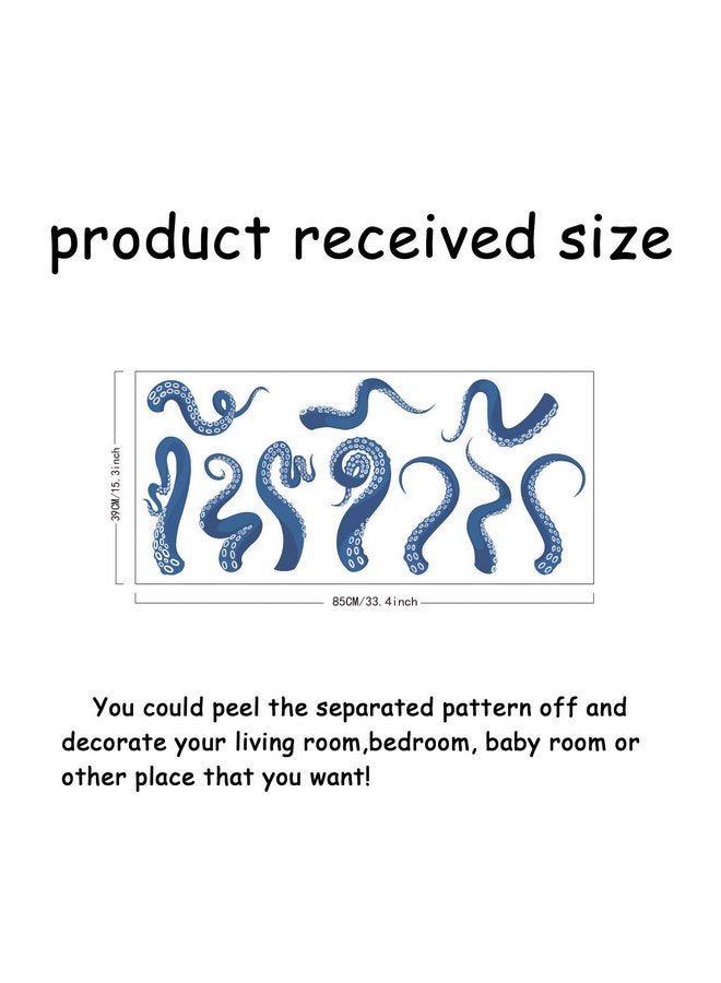 SUPERDANT Blue Octopus Wall Decals Octopus Tentacles Vinyl Wall Sticker Sea Animal Theme Wall Art Sticker for Bathroom Kids Bedroom Under The Sea Decor - Image 2