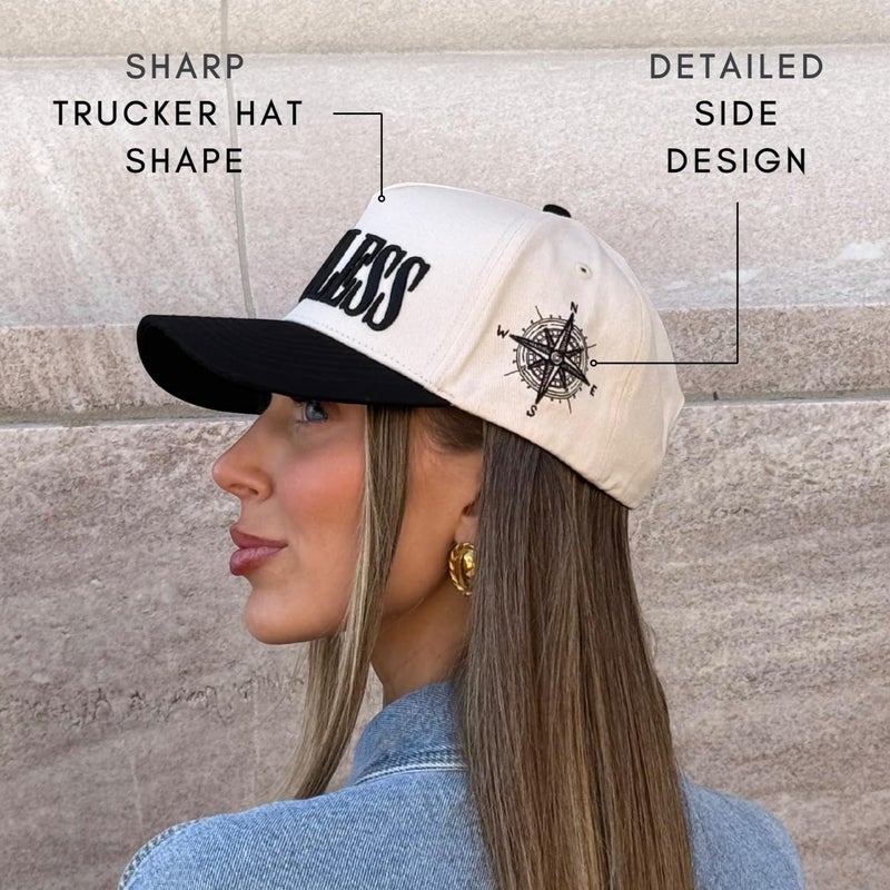 CITRUSY Vintage Fashion Trucker Hat | Men & Women | Embroidered Western Trendy Baseball Caps | Country Cute Retro Hats for Cowgirls & Cowboys | Camo Cotton | Snapback Hat (Timeless | Black) - Image 5