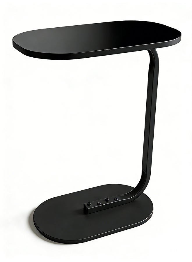 Migue home Modern Oval Nighstand, Side Table for Bedroom & Living Room, Modern and Sleek Design, 45cm L x 28cm W x 60cm H, Black - Image 2