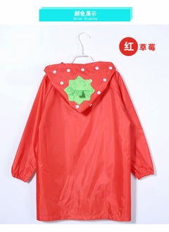 Y&D Children's raincoats, Cartoon Kids Rain Jacket, Blue CarGirls Hooded Poncho Outdoors Transparent Raincoat Student Suit Waterproof Durable Windbreaker (Red Strawberry)  - Image 3