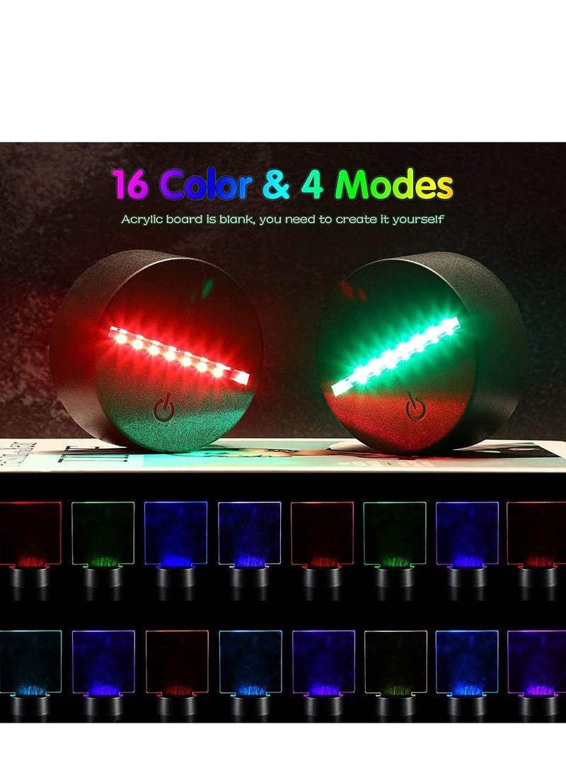 كابتن تيك قاعدة مصباح LED ليلية ثلاثية الأبعاد مع 4 قطع من الأكريليك الشفاف ، 4 قطع من أجهزة التحكم عن بعد و 4 قطع كابلات شحن قابلة للتعديل 16 لونًا و 4 أوضاع لغرفة الأطفال ، 4 مجموعات (نمط مربع) - Image 5