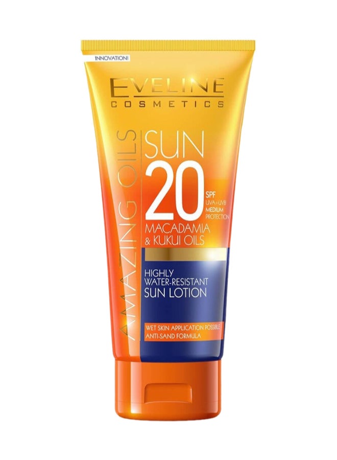 Eveline Cosmetics Sun Lotion, Highly Water Resistant, Spf 20, Infused With Macadamia & Kukui Oils 200ml - Image 1