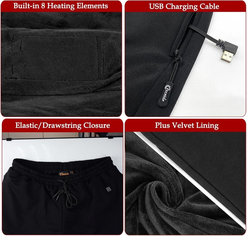 FERNIDA Heated Pants for Men Women, Thick Electric 5V USB 8 Zones Heating Trousers Winter Outdoor Warm (Battery Not Included) - Image 4