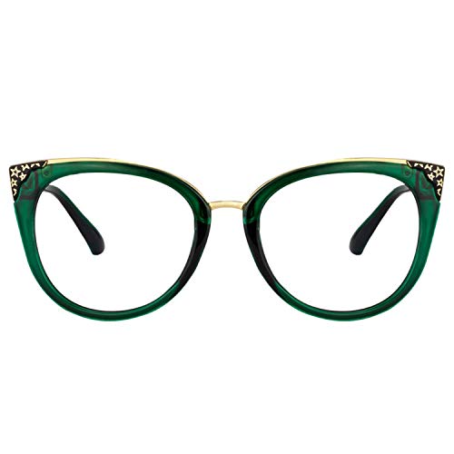 Zeelool Retro Oversized Blue Light Blocking Cat Eye Glasses for Women Dalton OP01934-02 Green - Image 1