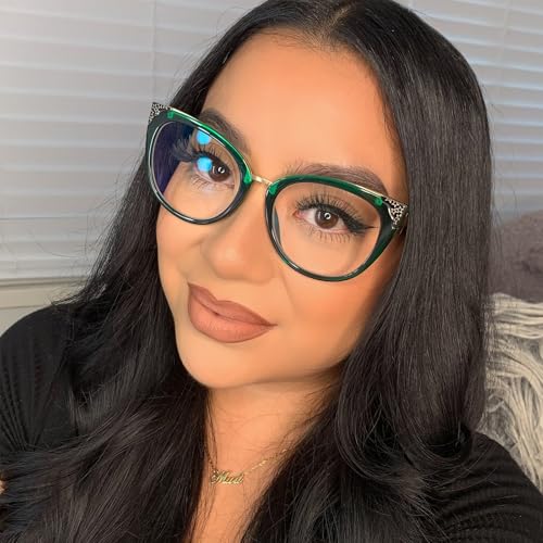 Zeelool Retro Oversized Blue Light Blocking Cat Eye Glasses for Women Dalton OP01934-02 Green - Image 4