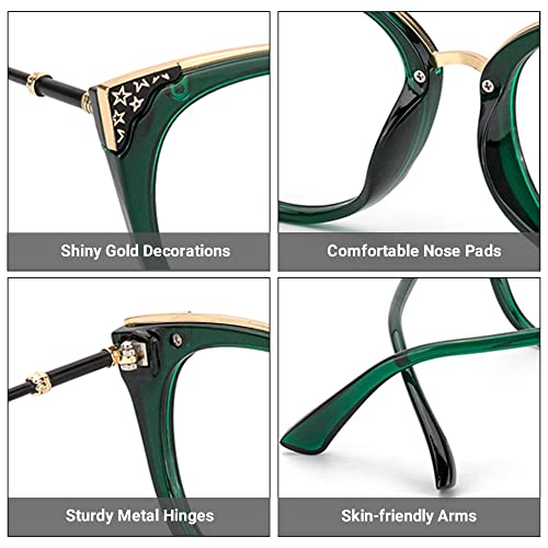 Zeelool Retro Oversized Blue Light Blocking Cat Eye Glasses for Women Dalton OP01934-02 Green - Image 5