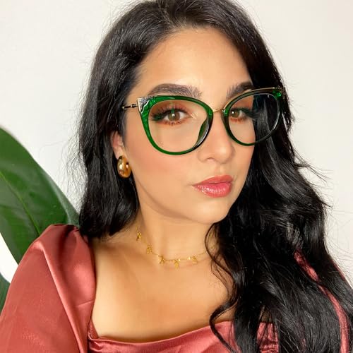 Zeelool Retro Oversized Blue Light Blocking Cat Eye Glasses for Women Dalton OP01934-02 Green - Image 2