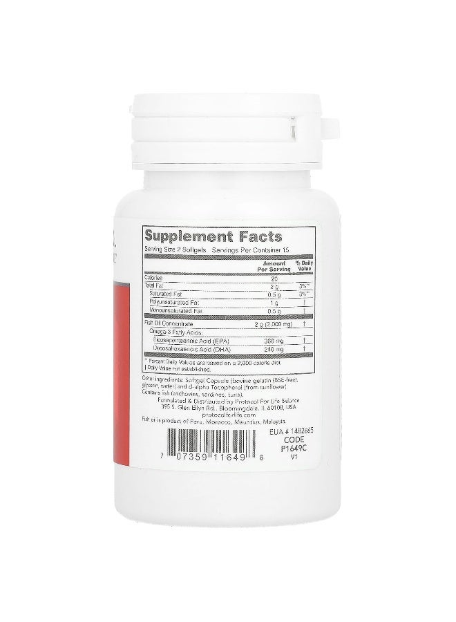 Protocol for Life Balance, Omega-3, 1,000 mg, 30 Softgels (Packaging may vary) - Image 2