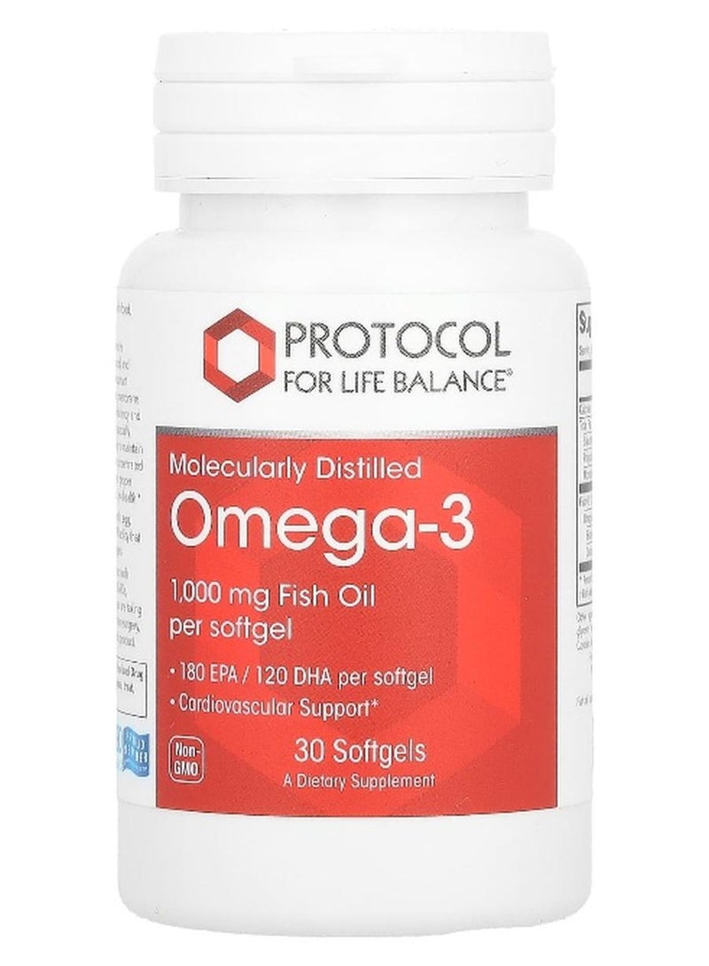 Protocol for Life Balance, Omega-3, 1,000 mg, 30 Softgels (Packaging may vary) - Image 1