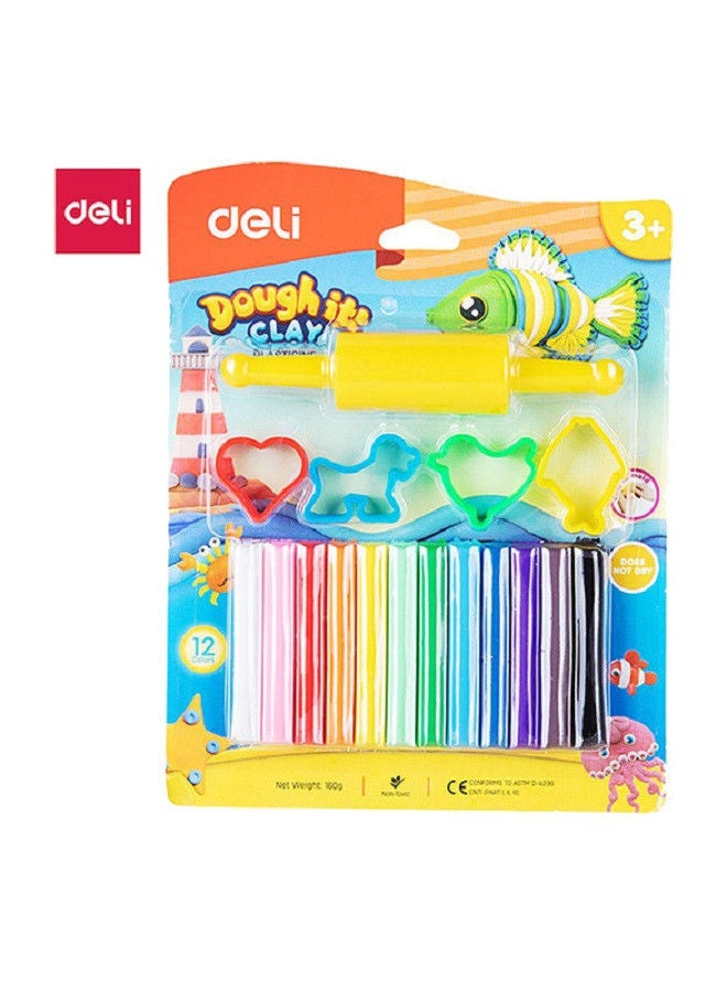 Deli PLASTICINE  CLAY 12 COLORS, 160GM