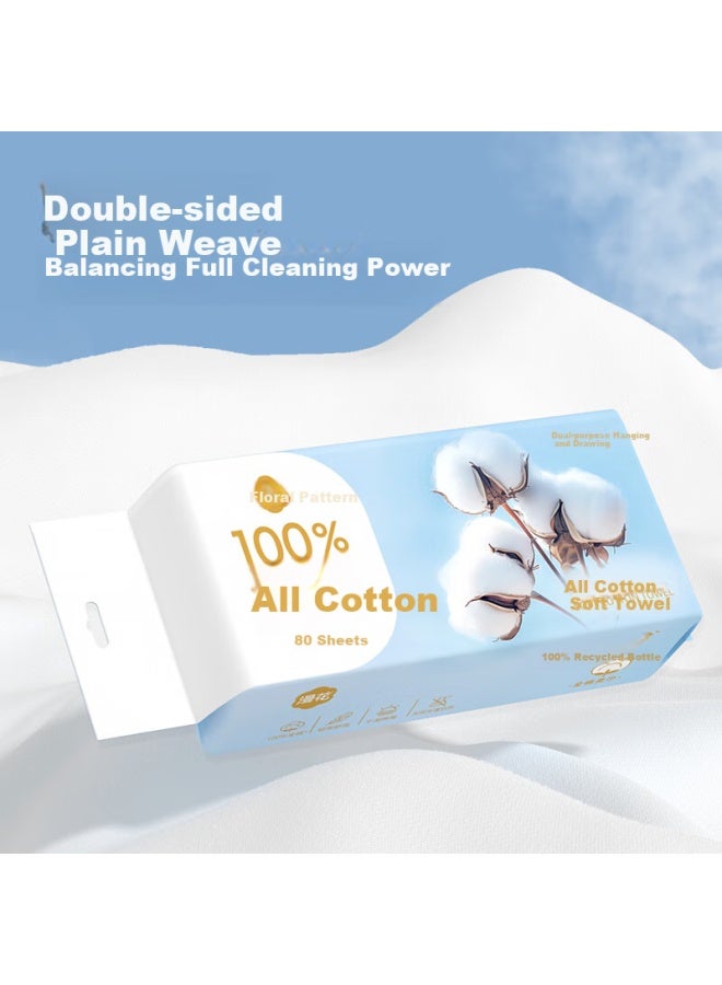 Diffuse Flowers Manhua 100% Cotton Facial Wipes, 80 Sheets * 6 Packs, Disposable Baby Soft Cotton Wipes, For Both Dry And Wet Use, Pure Cotton Face Towels - Image 3