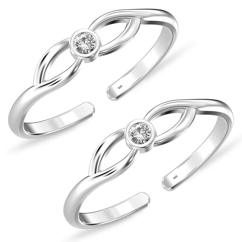 LeCalla 925 Sterling Silver BIS Hallmarked Cubic Zirconia Classic Toe Ring for Women - Image 1