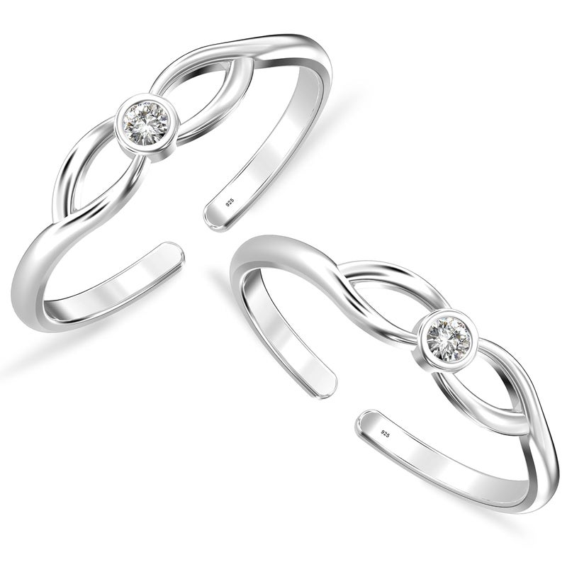 LeCalla 925 Sterling Silver BIS Hallmarked Cubic Zirconia Classic Toe Ring for Women - Image 3