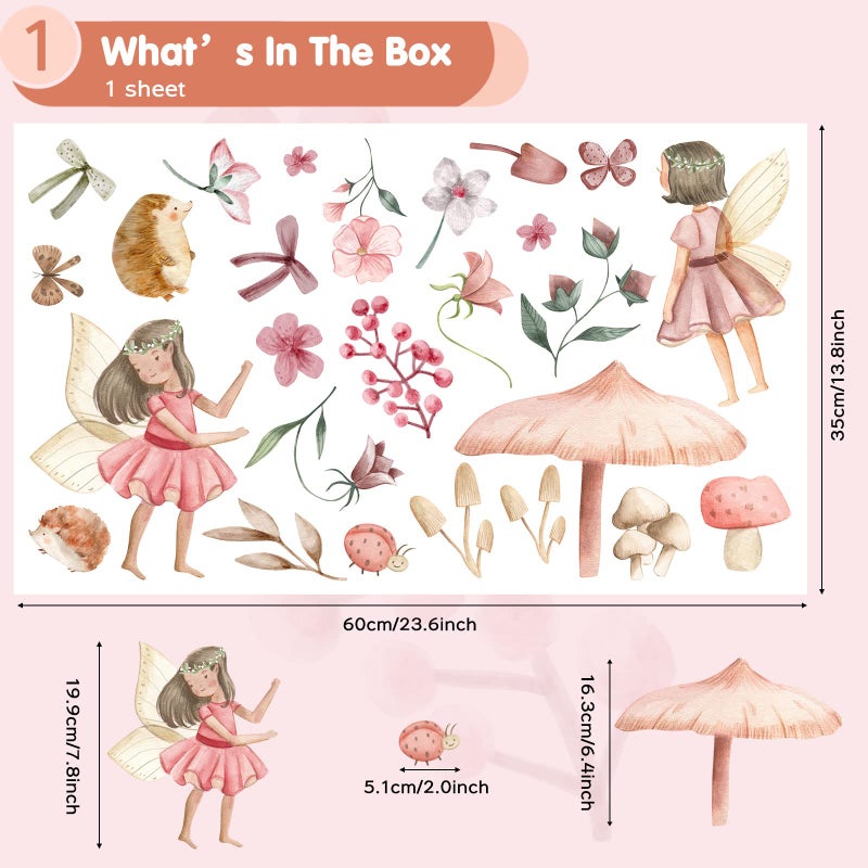 iinuu Vinyl Flower Angel Fairy Wall Decal Stickers Girls Room Decals Peel and Stick for Nursery Kids Bedroom Playroom Bathroom Wall Decor - Image 5