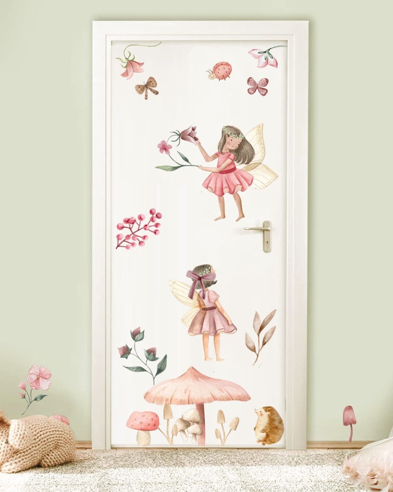 iinuu Vinyl Flower Angel Fairy Wall Decal Stickers Girls Room Decals Peel and Stick for Nursery Kids Bedroom Playroom Bathroom Wall Decor - Image 4