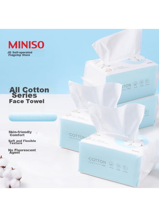 Miniso Baby Face Wipes, Disposable Cotton Soft Tissues, Dual-use Baby Cleansing Wipes, 120 Sheets*4 Packs, 100% Pure Cotton - Image 1