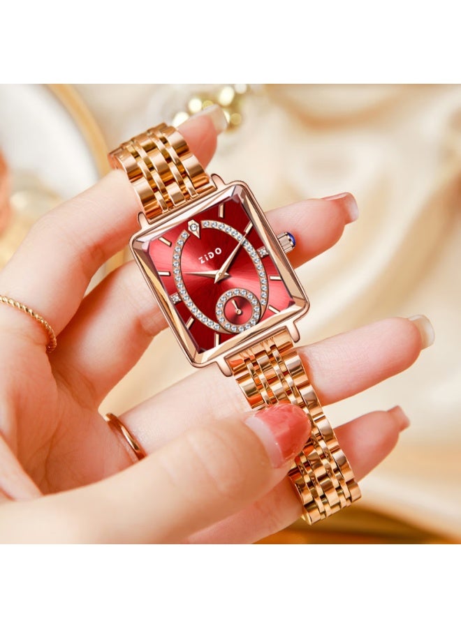 Zido Women's Luxury Minimalist Watch 1310 Red Dial - Image 1