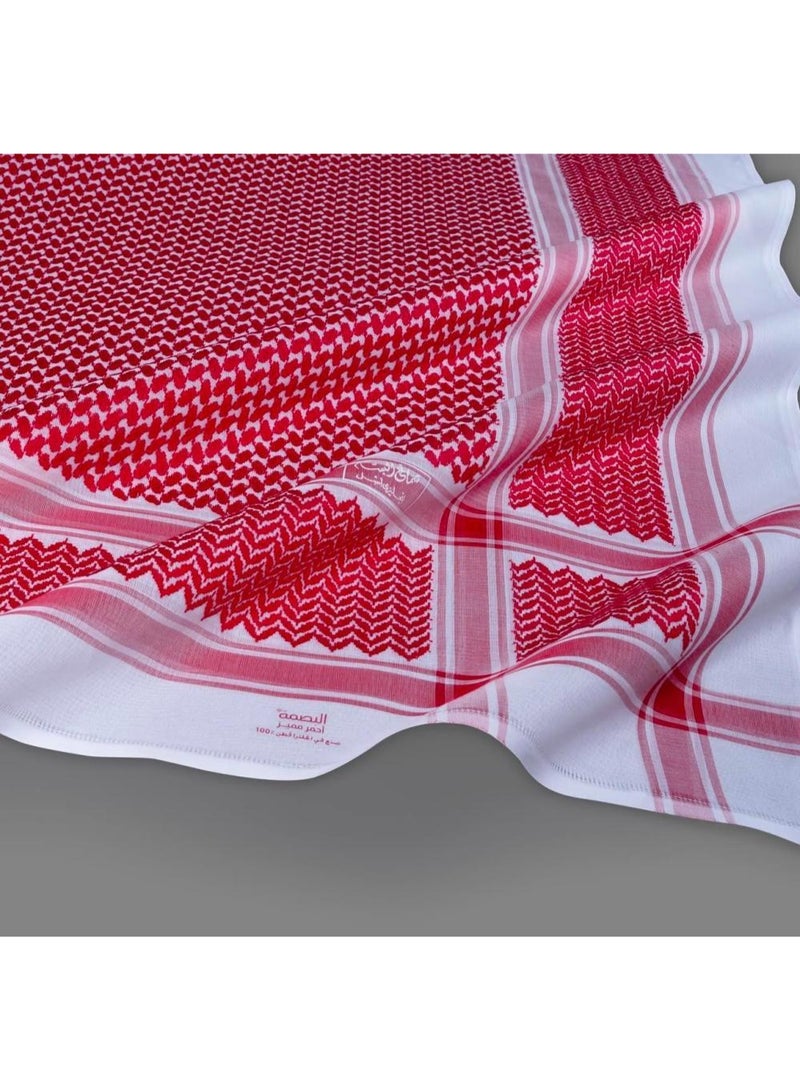 Al Bassam Red Signature Shemagh – Precision in Style, Power in Color - Image 4