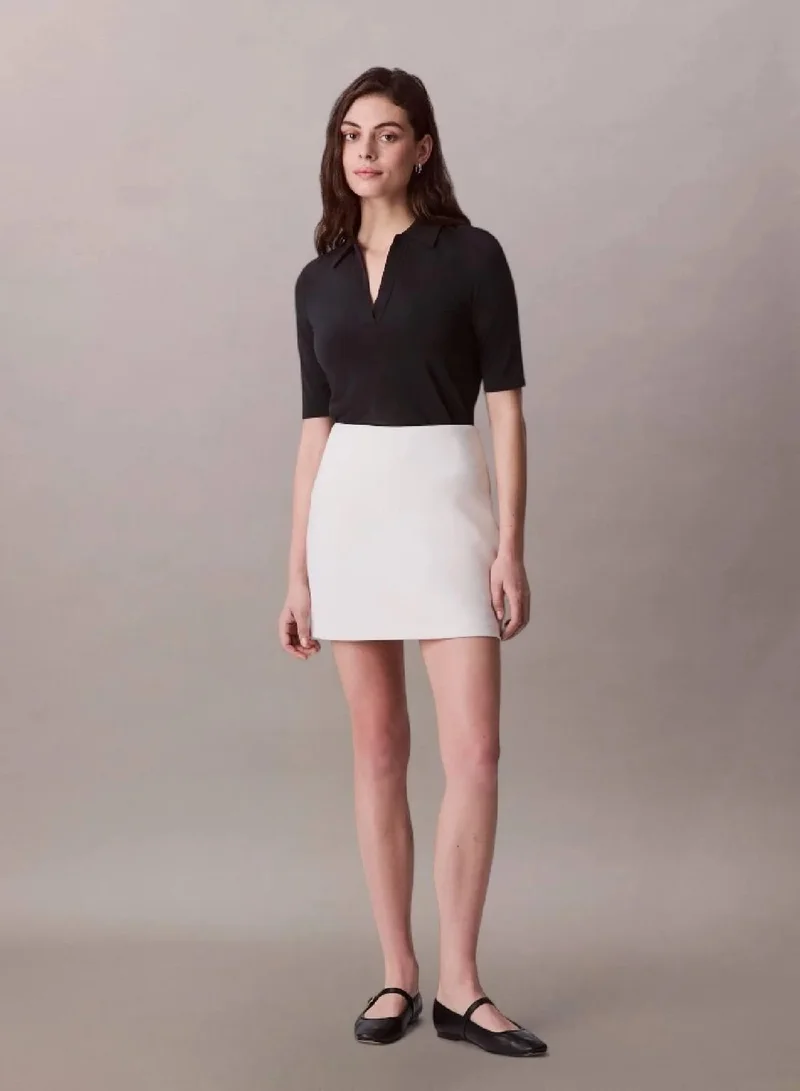 Calvin Klein Black Crepe Jersey Polo for Women | Best Price UAE