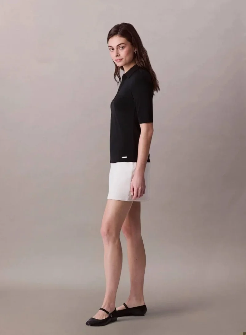 Calvin Klein Black Crepe Jersey Polo for Women | Best Price UAE