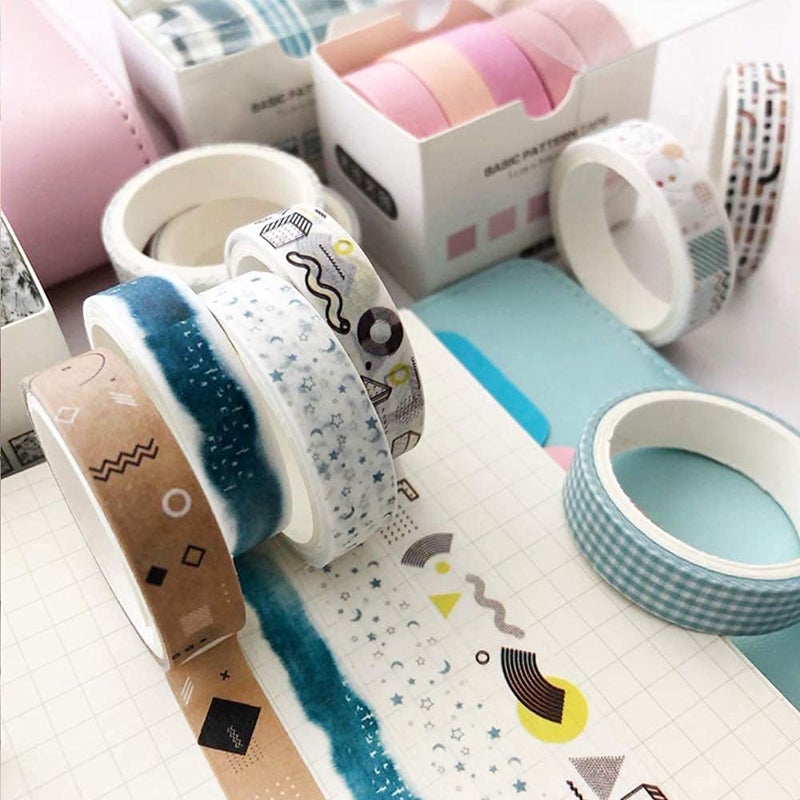 YUBX 5 Rolls Washi Tape Set Creative Basic Skinny Decorative Tapes for Arts, DIY Crafts, Journals, Planners, Scrapbooking, Wrapping (Ink Blue) - Image 5