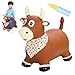 INPANY Bouncy Bull Farm Animal Hopping Toys for 1 2 Year Old Boy Gifts Ride on Toddler Brown Cow Hopper Kids Inflatable Jumping Horse Outdoor Indoor Rubber Bouncer for 3 4 Yr Girl Birthday - Image 3