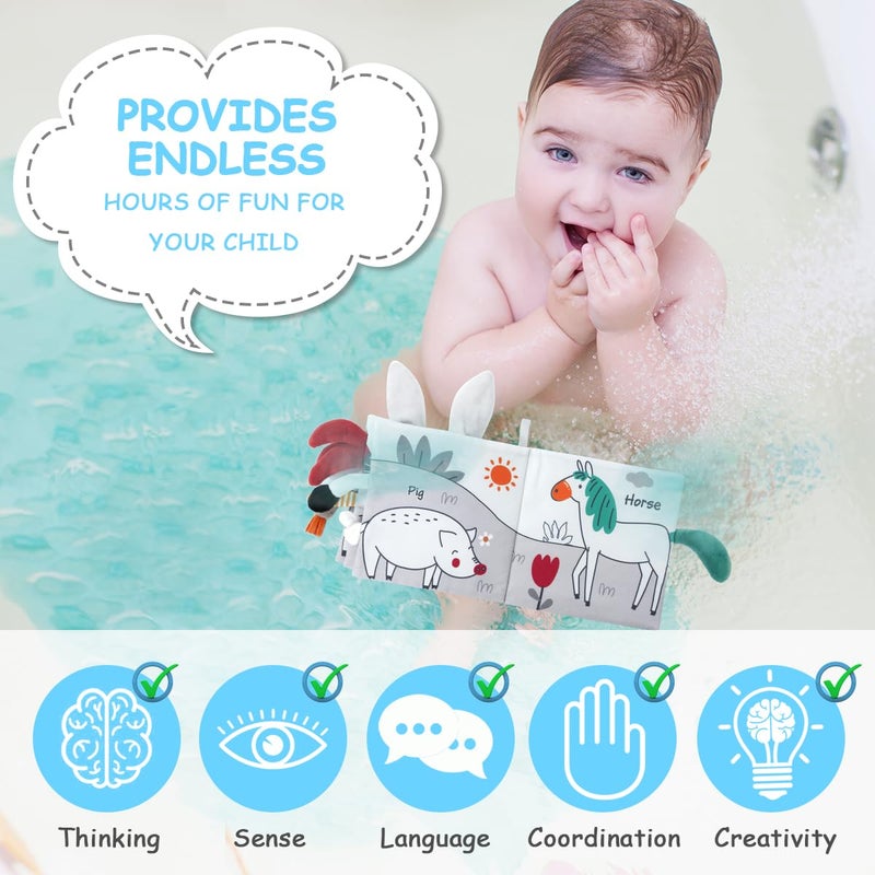 Vicloon Cloth Books, 3D Touch and Feel High Contrast Cloth Book, Baby Books Toys for Baby 0-12 Months, Soft Sensory Crinkle Books for Infants Toddler, Newborns Shower (Rabbit) - Image 5