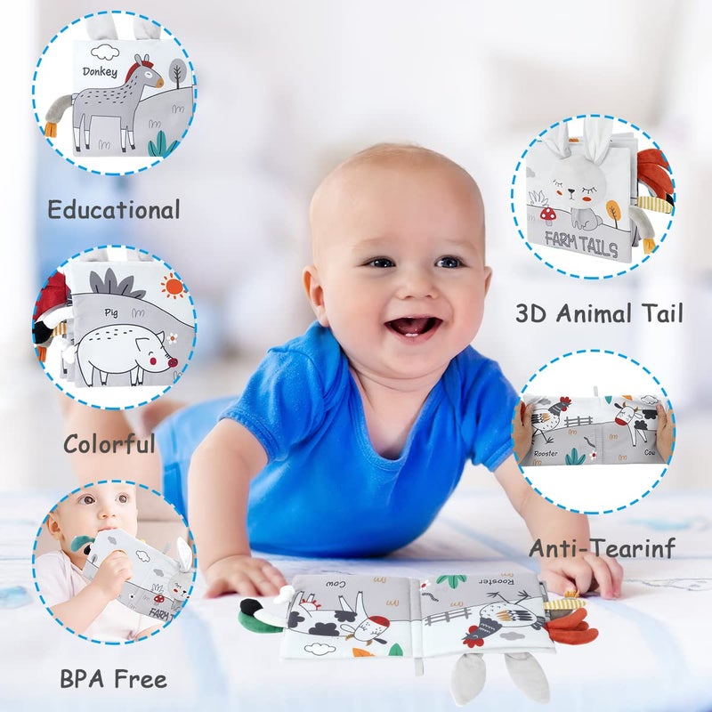 Vicloon Cloth Books, 3D Touch and Feel High Contrast Cloth Book, Baby Books Toys for Baby 0-12 Months, Soft Sensory Crinkle Books for Infants Toddler, Newborns Shower (Rabbit) - Image 4