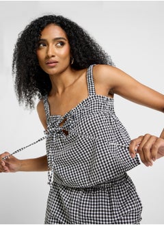 Ginger Gingham Ruffled Top & Straight Fit Pant Co-Ord Set  - Image 3