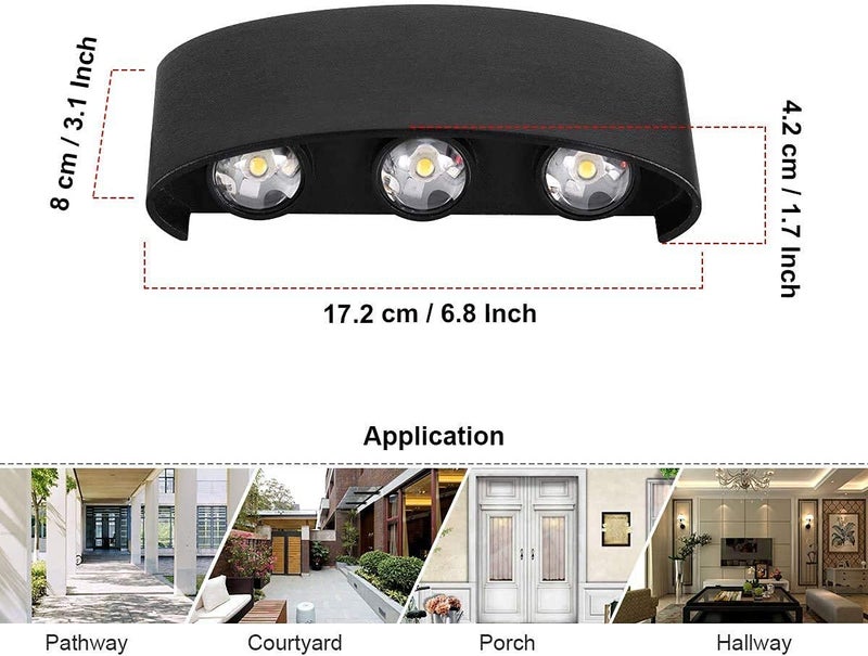 Lumina Waterproof LED Wall Lights for Indoor and Outdoor Decorative Wall Lamps Brighten Up Your Home with Stylish LED Wall Lighting 3 +3 Wall Lights for Living Room, Bedroom, Staircase. Elevation. - Image 3