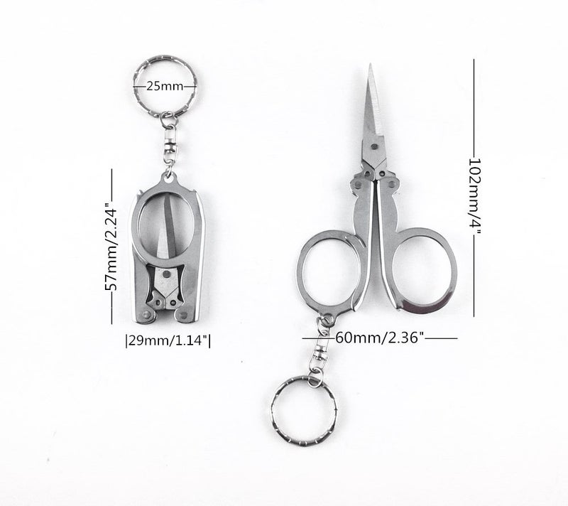 yueton 3pcs Stainless Steel Folding Travel Scissors Cutter with Key Ring - Image 3