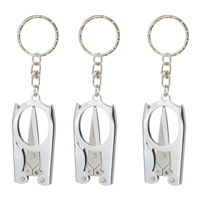 yueton 3pcs Stainless Steel Folding Travel Scissors Cutter with Key Ring - Image 1