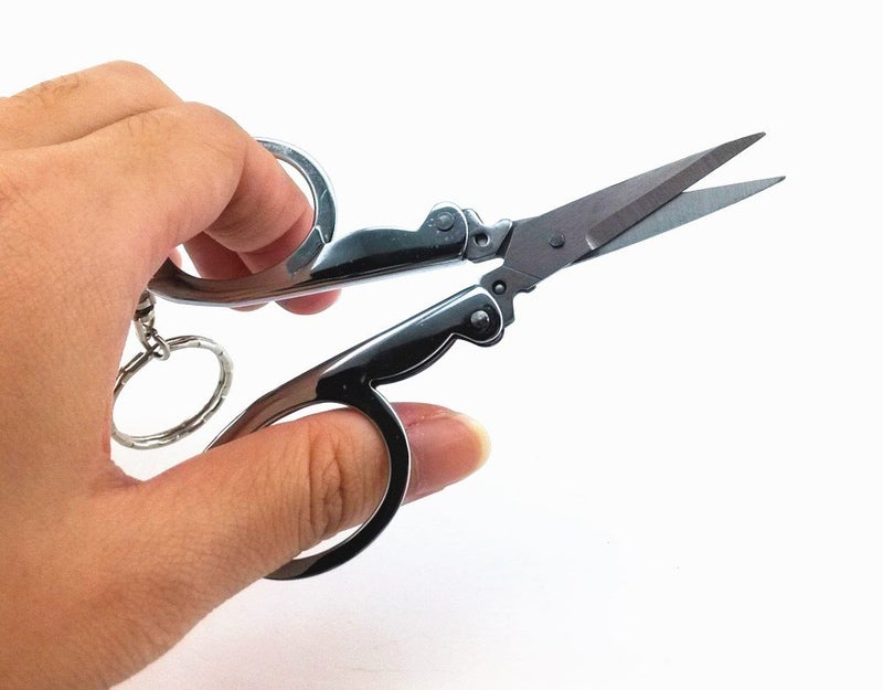 yueton 3pcs Stainless Steel Folding Travel Scissors Cutter with Key Ring - Image 5